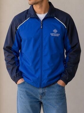 Core365 Windbreaker Jacket Men XXL Hampton Beach NH Blue Gray Full Zip